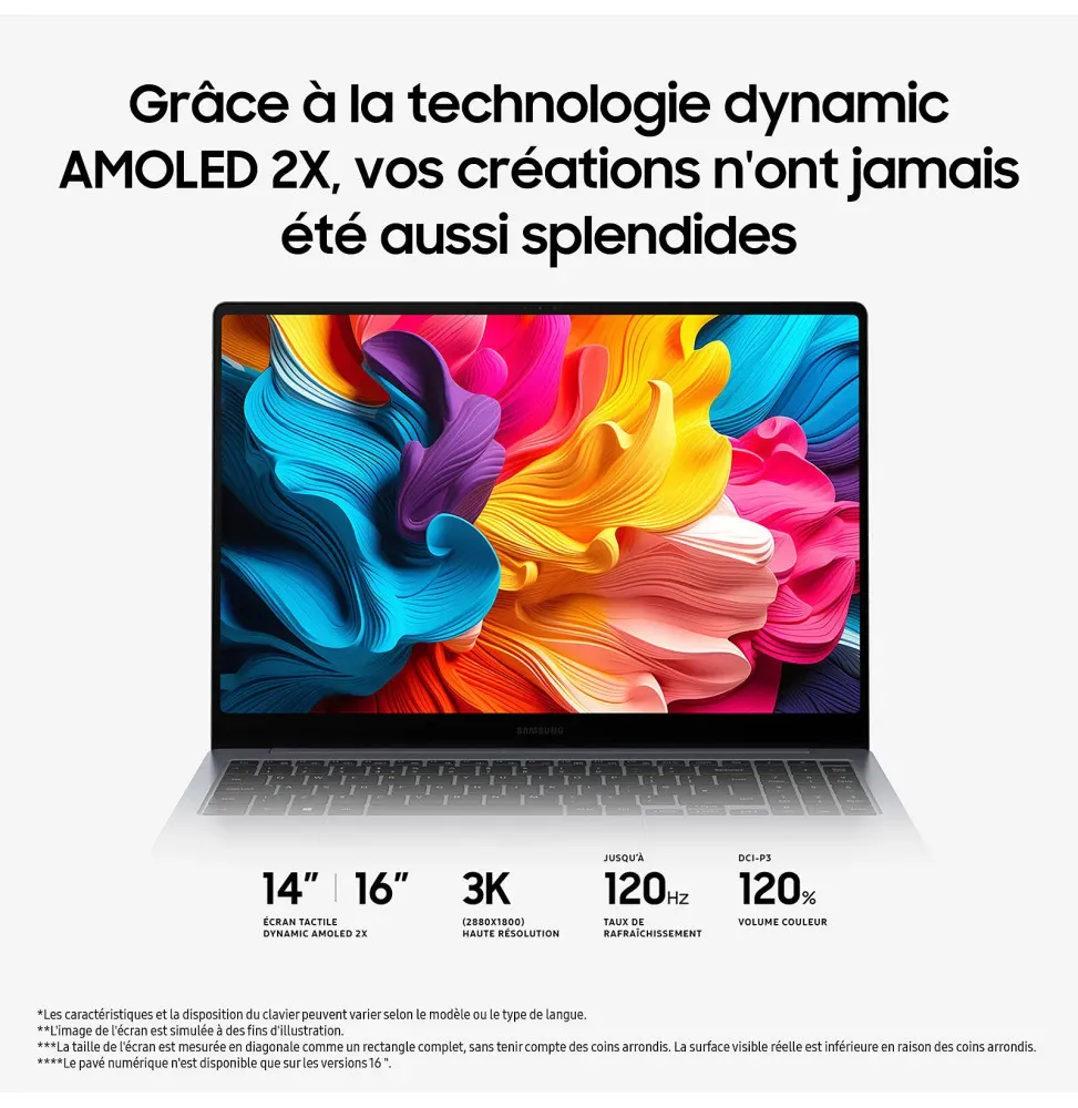 Pantalla Dynamic AMOLED 2X 3K de la Galaxy Book 4 Pro